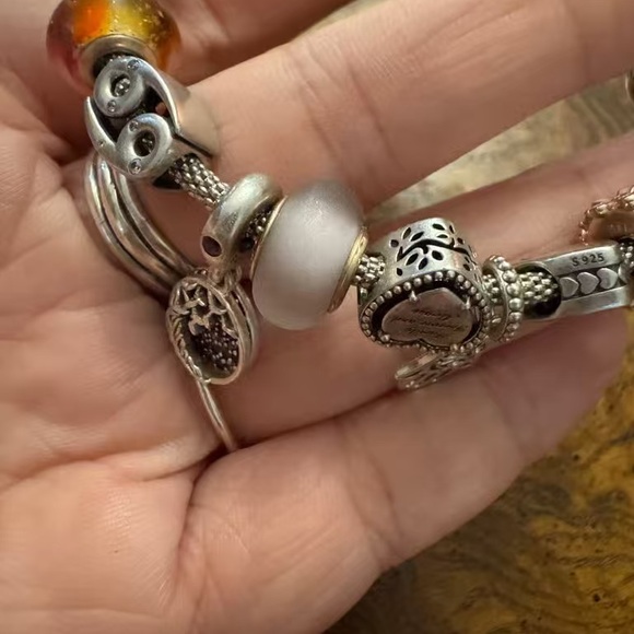 Pandora Silver and Pink Charm Bracelet - Picture 6 of 10